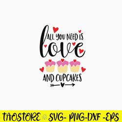 All You Need Is Love and Cupcakes Svg, Cake Svg, Png Dxf Eps Digital File