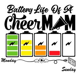 Battery Life Of A Cheerman SVG PNG, Cheer mom Svg, Football Mom Svg