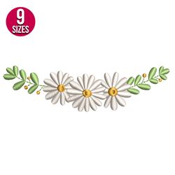 Daisy border embroidery design, wreath, Machine embroidery pattern, Instant Download