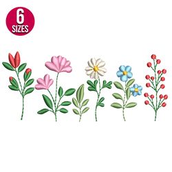 Wildflowers embroidery design, flower bunch, Machine embroidery design, Instant Download