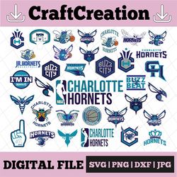 34 Files Charlotte Hornets svg, Charlotte svg, Hornets svg Logo for Silhouette, Cricut, NBA svg, NBA svg, Basketball Cli