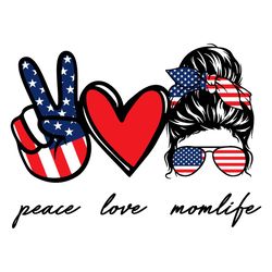 Peace Love Momlife American Flag Svg, USA Flag Svg, Mothers Day Svg