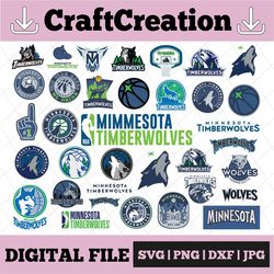 35 Files NBA Minnesota Timberwolves, Basketball svg, Silhouette Cut File, Cricut Cut File, NBA svg, NBA svg, Basketball