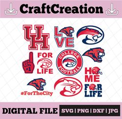 11 Files Houston Cougars Football svg, sport svg, football svg, silhouette svg, cut files, College Football svg, ncaa lo