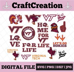 18 Files Virginia Tech Hokies Football svg, football svg, silhouette svg, cut files, College Football svg, ncaa logo svg