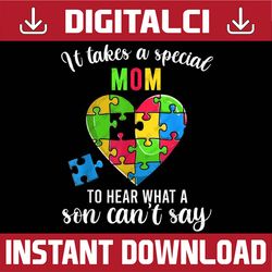 Fun Heart Puzzle, Mom Autism Awareness Family Support PNG Sublimation Design