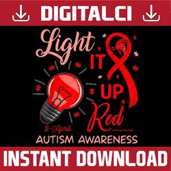 Light It Up Red Autism Awareness Puzzle PNG Sublimation Design