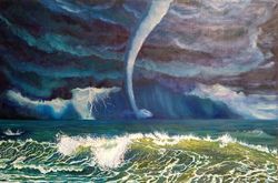 Marine oil painting Storm on the sea picture 23*35 inch Seascape Sea waves art