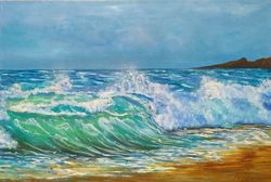 Sea waves art seascape picture 15*23 inch marine oil painting storm on the sea picture