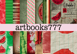 Vintage watermelon, steampunk - digital paper, scrapbooking, fast download -1