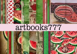 Vintage watermelon, steampunk - digital paper, scrapbooking, fast download -4