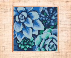 Succulents cross stitch pattern Modern plants cross stitch PDF Floral DIY decor