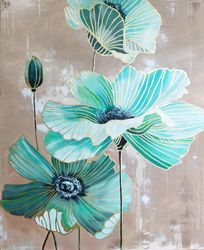 acrylic painting on canvas, interior painting flowers, original painting handmade art painting interior decoration