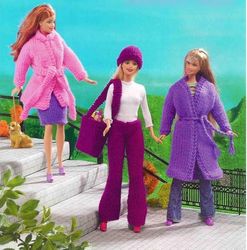 Barbie Doll Clothes Vintage Knitting Pattern 11'' Fashion Doll Outfits Coat, Jacket, Skirt, Trousers, Hat, Bag - PDF