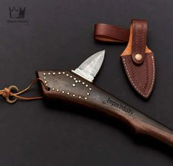 Handmade Damascus Steel Double Edge Throwing Blade With Sheath, Functional Sword, Medieval Swords, Dark Age Swords
