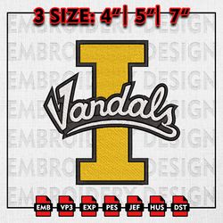 Idaho Vandals Embroidery files, NCAA D1 teams Embroidery Designs, NCAA Vandals, Machine Embroidery Pattern