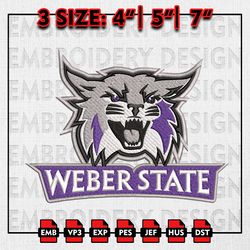Weber State Wildcats Embroidery files, NCAA D1 teams Embroidery Designs, Weber State, Machine Embroidery Pattern
