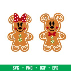 Minnie Mickey Cookies, Mickey _ Minnie Gingerbread Cookie Svg, Disney Svg, Christmas Svg, png,dxf,eps file