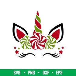 Christmas-Unicorn 3, Christmas Unicorn Svg, Candy Unicorn Svg, Christmas Svg, Holy Unicorn Svg, png, dxf, eps file