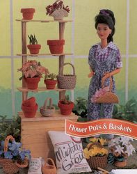 Mini Flower Pots & Baskets Vintage Crochet Pattern Fashion Doll Barbie Dollhouse Accessories 7 Miniature Designs - PDF