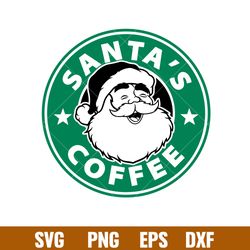 Santas Coffee, Santas Coffee Starbucks Svg, Santa Claus Svg, Merry Christmas Svg, png,dxf,eps file