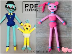 PDF Patterns set of 3 Mommy, Daddy, and Baby long legs felt stuffed toy with instruction. DIY toy for your little one.