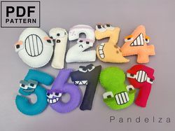 Number lore set PDF Patterns and sewing instruction. Easy sewing felt toys. DIY toys for your little one to learn.