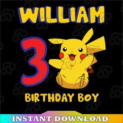 Pikachu Custom Birthday SVG, Pokemon Personalized Birthday with Name and Age, Pikachu Birthday Svg