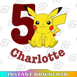 Personalized Name and Age Pikachu Kids Svg / Kids Custom Pikachu / Personalized Pikachu Svg  Png/ Customized Kid's Svg/