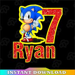 Personalised Sonic The Hedgehog Png, Happy Birthday Personalized Sonic Sublimation PNG File, Custom Name and Age Png
