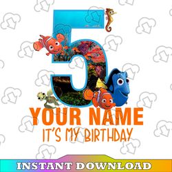 Finding Dory Birthday Png, Dory Custom Png, Personalized Nemo Png, Finding Dory family Png