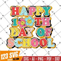 Happy 100th Day of school PNG, 100 Days, Leopard, Teacher, Sublimation Design Downloads