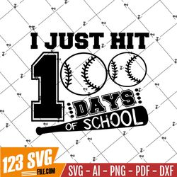 100 Days of School SVG, 100th Day of School svg, 100 Days, Baseball svg, Hit svg, Teacher svg, School svg, School Shirt