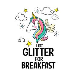 I Eat Glitter For Breakfast Svg, Trending Svg, Unicorn Svg, Wings Svg, Rainbow Unicorn Svg, Horn Unicorn Svg, Cloudy Svg