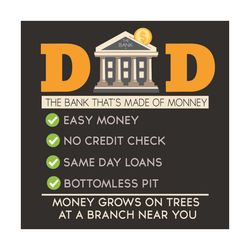 Dad Is The Bank Thats Made Of Money Svg, Fathers Day Svg, Father Gifts Svg, Love Dad Svg, Easy Money Svg, No Credit Chec