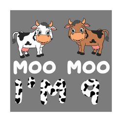 Birthday Moo Moo Im 9 Svg, Birthday Svg, Cute Cow Svg, Cow Svg, Cow Lover Svg, 9th Birthday Svg, Birthday Gifts Svg, Bir
