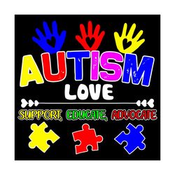 Autism Love Support Educate Advocate Autism Awareness Svg, Awareness Svg, Autism Awareness Svg, Autism Svg, Autism Heart