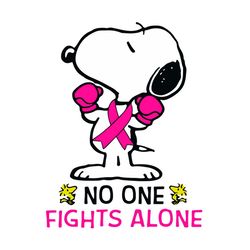 snoopy breast cancer no one fights alone svg, breast cancer svg, snoopy svg, no one fights alone svg, boxing gloves svg,