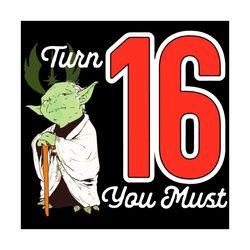 Star Wars Yoda 16th Birthday Black Version Svg
