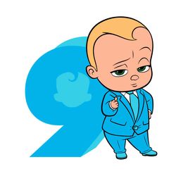 Happy Birthday Cool Boss Baby In Blue Suit Nine Years Old Svg