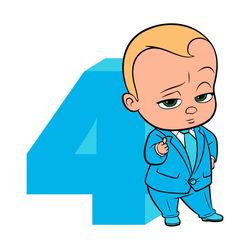 Happy Birthday Cool Boss Baby In Blue Suit Four Years Old Svg