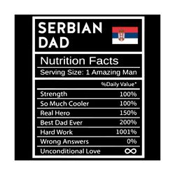 Mens Serbian Dad Nutrition Facts National Pride Svg