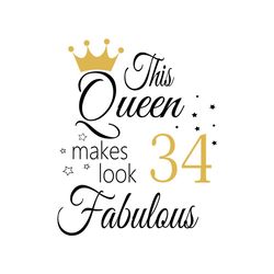 This Queen Makes Look 34 Fabulous Svg, Birthday Svg, Happy Birthday Svg