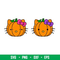 Hello Kitty Pumpkin Bundle, Hello Kitty Pumpkin Bundle Svg, Halloween Svg, Spooky Season Svg, Trick or Treat Svg,dxf,eps