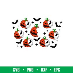 Jack Skellington Pumpkin Full Wrap, Jack Skellington Pumpkin Starbucks Full Wrap Svg, Halloween Svg, Spooky Season Svg,