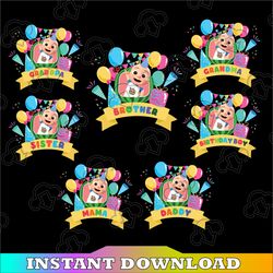 Cocomelon family Birthday Bundle Png, Cocomelon Png, Birthday party, PNG files for Print and Sublimation