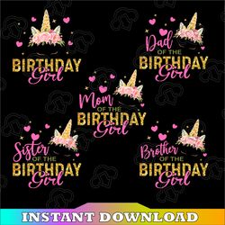 Unicorn Birthday Png, Unicorn Png, Family Bundle, Unicorn Face Flowers, Mommy Daddy of the Birthday girl Printable