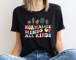 Normalize Mind Of All Kinds Boho Style Unisex Shirt, Retro Autism Awareness Tee, Vintage Mental Health Apparel - T150