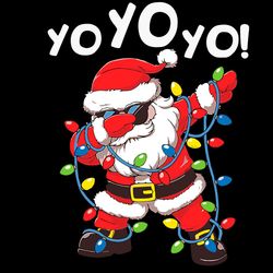 Yo Yo Yo Dabbing Santa In Hat Garland Svg, Christmas Svg, Christmas Day Svg