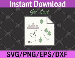 Get Lost Map Hiking Outdoors Adventure Nature Trekking Svg, Eps, Png, Dxf, Digital Download